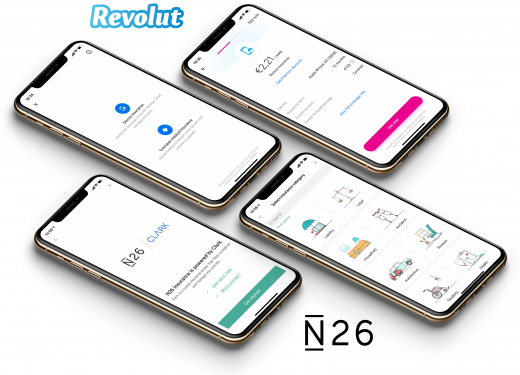 4 mobile phones displaying the user flow of selected Embedded Insurance propositions